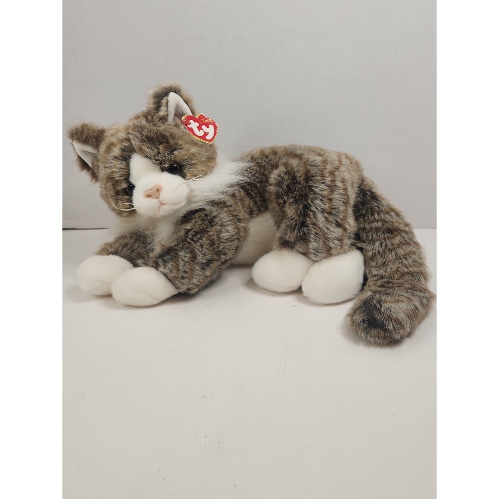 Ty Classic O'Malley Cat Plush 2002 Retired 12" Stuffed Animal Fluffy Tabby W/Tag - Picture 2 of 16